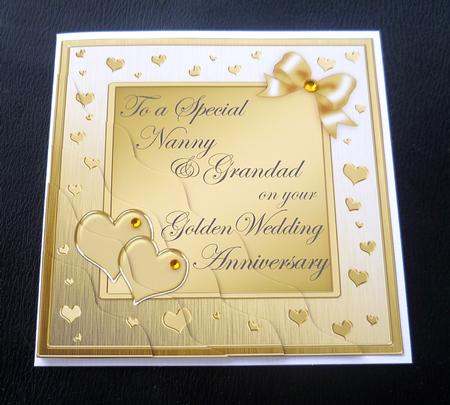 Nanny & Grandad Golden Wedding Anniversary Wavy Corner by Charlie Angel