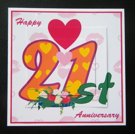 Hearts & Kisses 21st Anniversary Card by Charlie Angel