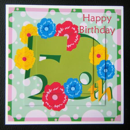 Funky Female 50th Flowers Brthday Card by Charlie Angel