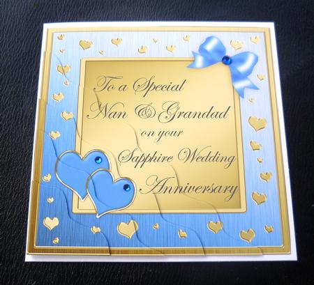 Nan & Grandad Sapphire Wedding Anniversary Wavy Corner by Charlie Angel