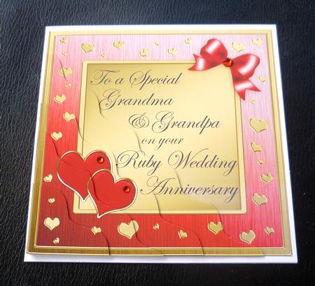 Grandma & Grandpa Ruby Wedding Anniversary Wavy Corner by Charlie Angel