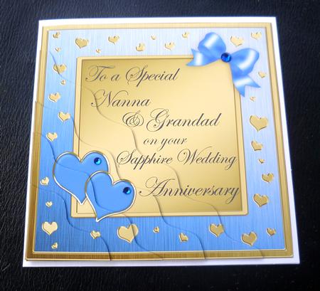 Nanna & Grandad Sapphire Wedding Anniversary Wavy Corner by Charlie Angel