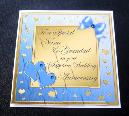 Nana & Grandad Sapphire Wedding Anniversary Wavy Corner by Charlie Angel