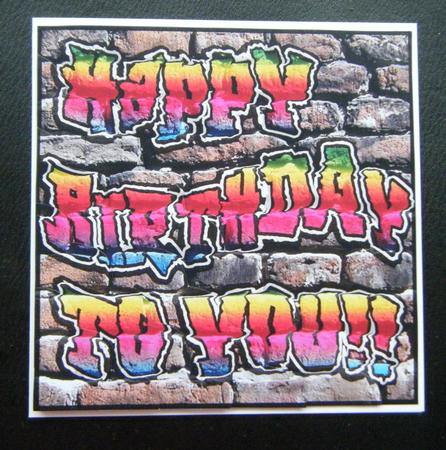 Graffiti Birthday Scallop Corner Side Stacker Topper by Charlie Angel