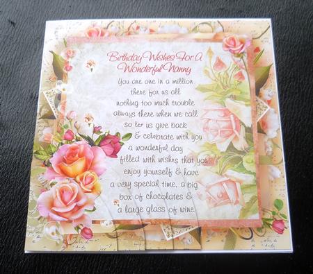 Pink Rose Nanny Birthday Verse 8x8inch Step by Step by Charlie Angel