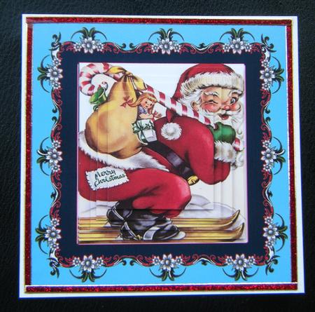 Santa on Ski's Navy Blue by Charlie Angel