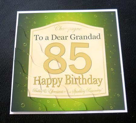 85th Birthday Grandad Champagne Label Wavy Corner Stacker by Charlie Angel