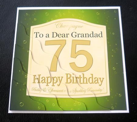 75th Birthday Grandad Champagne Label Wavy Corner Stacker by Charlie Angel