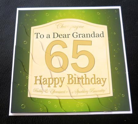 65th Birthday Grandad Champagne Label Wavy Corner Stacker by Charlie Angel