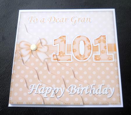 101st Birthday Gran Felties Wavy Corner Side Stacker by Charlie Angel
