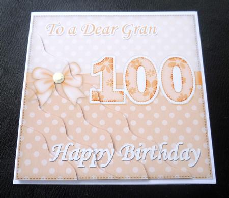 100th Birthday Gran Felties Wavy Corner Side Stacker by Charlie Angel