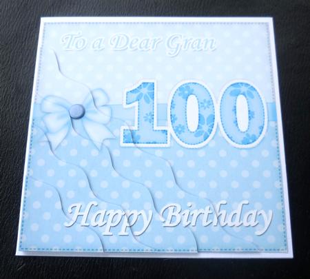 100th Birthday Gran Felties Wavy Corner Side Stacker by Charlie Angel