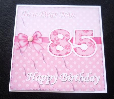 85th Birthday Nan Felties Wavy Corner Side Stacker Topper by Charlie Angel