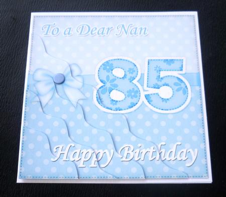 85th Birthday Nan Felties Wavy Corner Side Stacker Topper by Charlie Angel