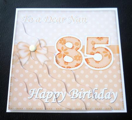 85th Birthday Nan Felties Wavy Corner Side Stacker Topper by Charlie Angel
