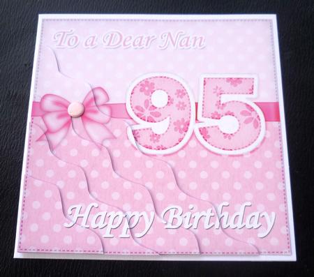 95th Birthday Nan Felties Wavy Corner Side Stacker Topper by Charlie Angel