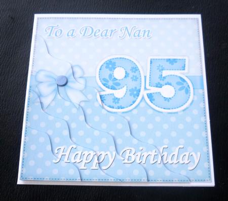 95th Birthday Nan Felties Wavy Corner Side Stacker Topper by Charlie Angel