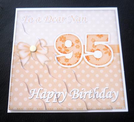 95th Birthday Nan Felties Wavy Corner Side Stacker Topper by Charlie Angel