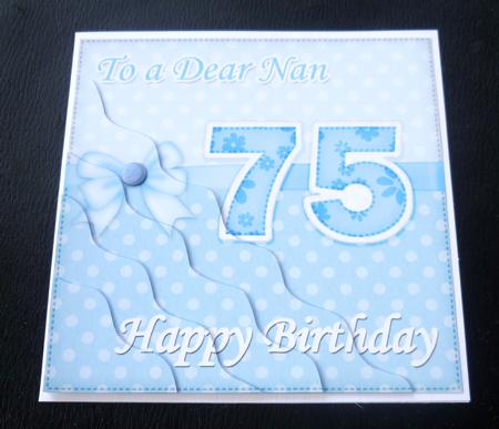 75th Birthday Nan Felties Wavy Corner Side Stacker Topper by Charlie Angel