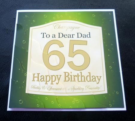 65th Birthday Dad Champagne Label Wavy Corner Side Stacker by Charlie Angel