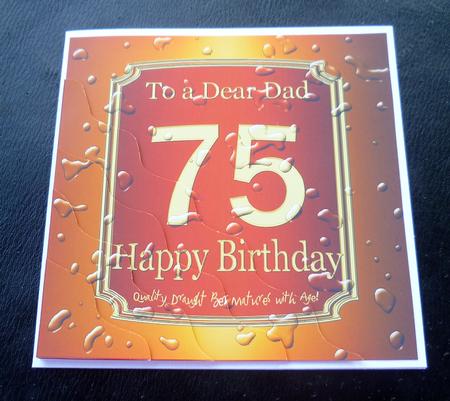 75th Birthday Dad Beer Label Wavy Corner Side Stacker by Charlie Angel