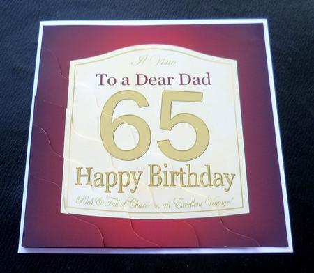 65th Birthday Dad Wine Label Wavy Corner Side Stacker by Charlie Angel