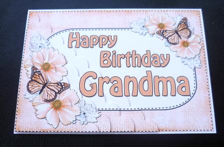 5x7 Flower & Butterfy Birthday Grandma Scallop Corner by Charlie Angel