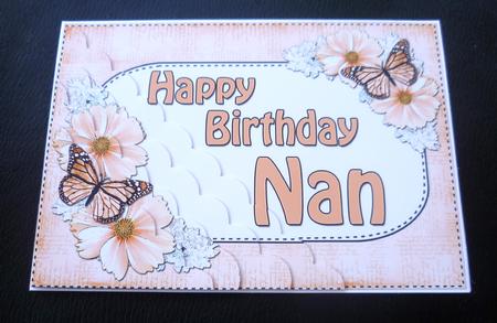 5x7 Flower & Butterfy Birthday Nan Scallop Corner by Charlie Angel