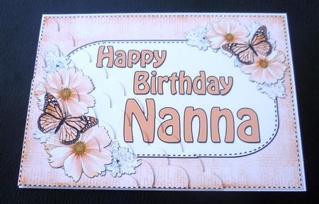 5x7 Flower & Butterfy Birthday Nanna Scallop Corner by Charlie Angel