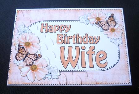 5x7 Flower & Butterfy Birthday Wife Scallop Corner by Charlie Angel