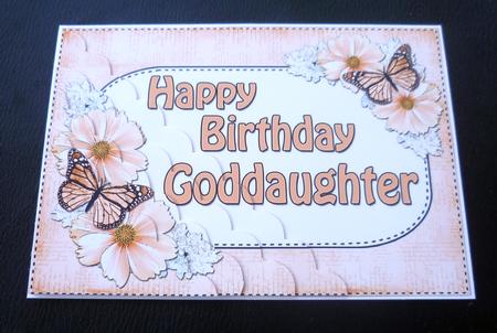5x7 Flower & Butterfy Birthday Goddaughter Scallop Corner by Charlie Angel