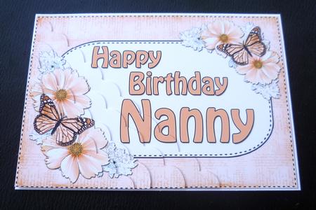 5x7 Flower & Butterfy Birthday Nanny Scallop Corner by Charlie Angel
