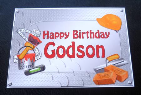 5x7 Handyman Tools Birthday Godson Scallop Corner by Charlie Angel