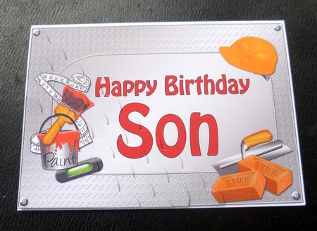 5x7 Handyman Tools Birthday Son Scallop Corner by Charlie Angel
