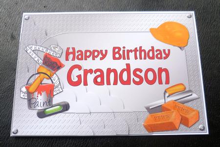 5x7 Handyman Tools Birthday Grandson Scallop Corner by Charlie Angel