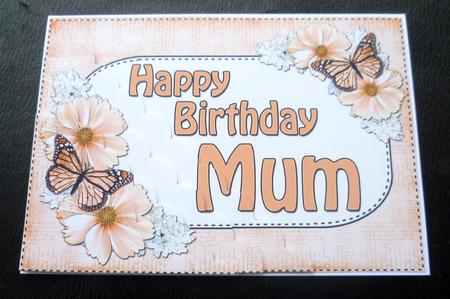 5x7 Flowers & Butterflies Birthday Mum Scallop Corner by Charlie Angel
