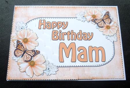 5x7 Flowers & Butterflies Birthday Mam Scallop Corner by Charlie Angel