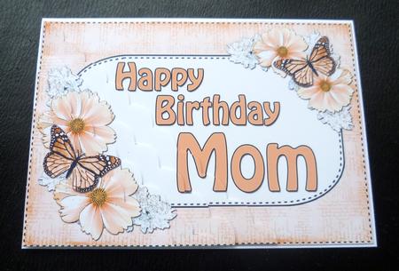 5x7 Flowers & Butterflies Birthday Mom Scallop Corner by Charlie Angel