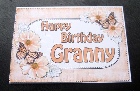 5x7 Flowers & Butterflies Birthday Granny Scallop Corner by Charlie Angel