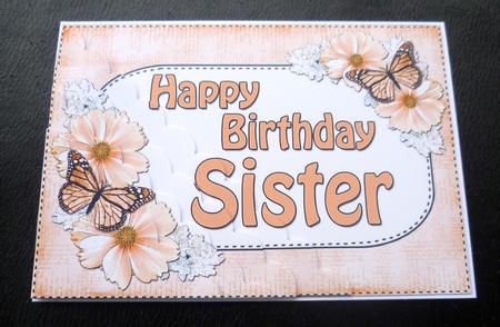 5x7 Flowers & Butterflies Birthday Sister Scallop Corner by Charlie Angel