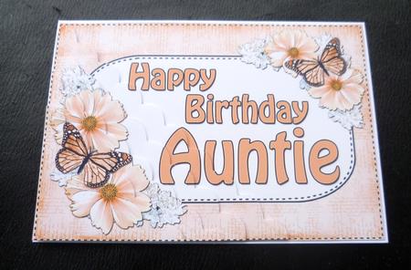 5x7 Flowers & Butterflies Birthday Auntie Scallop Corner by Charlie Angel