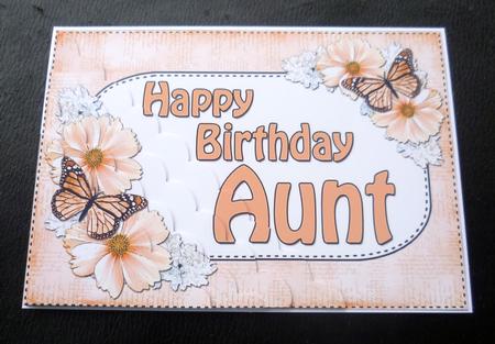 5x7 Flowers & Butterflies Birthday Aunt Scallop Corner by Charlie Angel