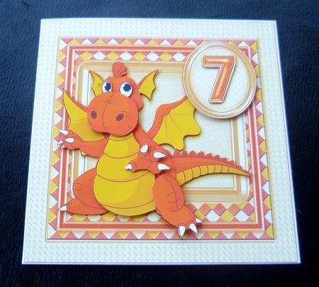 Orange and Lemon Dragon Age 7 with Badge 6in x 6in Decoupag by Charlie Angel