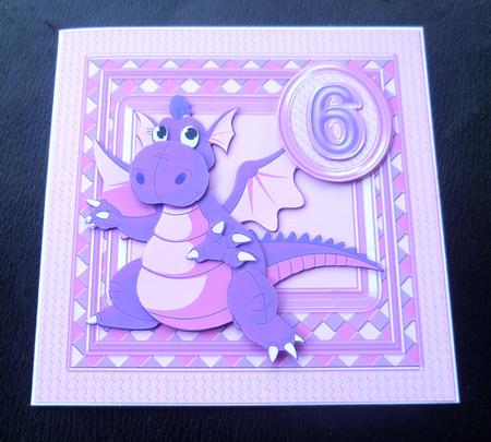 Pink and Lilac Dragon Age 6 with Badge 6in x 6in Decoupage by Charlie Angel