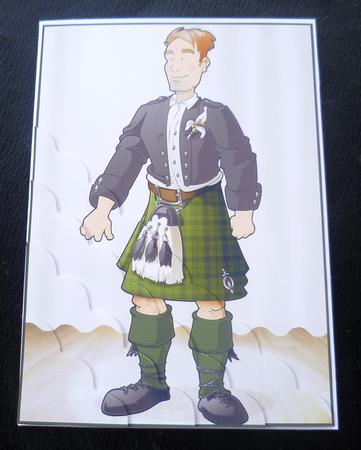 Kilt Dude (green) A4 by Charlie Angel