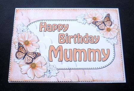 5x7 Flowers & Butterflies Birthday Mummy Scallop Corner by Charlie Angel