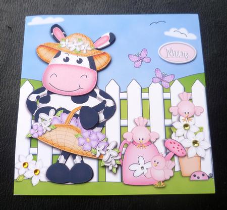 Milly Moo Cow's Flowers Quick Card & 3D Decoupage by Charlie Angel