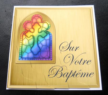 French Baptism Stained Glass Window Wavy Corner Stacker by Charlie Angel