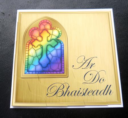 Irish Baptism Stained Glass Window Wavy Corner Stacker by Charlie Angel