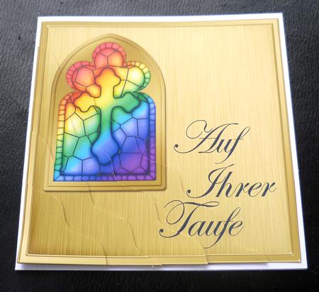 German Baptism Stained Glass Window Wavy Corner Stacker by Charlie Angel